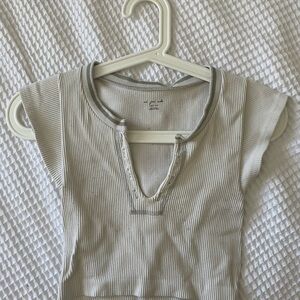 Urban Outfitters Cream Ribbed Crop Top